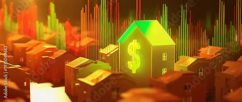 Rising housing market prices in urban cityscape