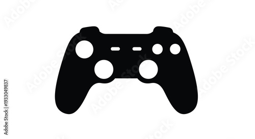 A stark black silhouette of a modern video game controller displaying typical button and joystick layouts silhouette high quality