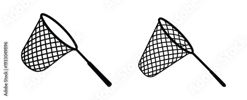 Butterfly net for catching bugs and insects line art vector icon for apps and websites. Butterfly nets for catching insects outdoors. 