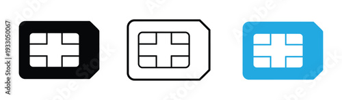 Illustration of sim cards in color outline and solid black versions