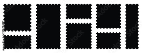 Set of blank rectangle and square Postage stamp frames. Postage stamp vector icons.Blank postage stamps borders vector set. templates, Postage stamp set,Mockup postage stamps