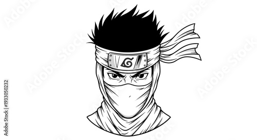 Illustration of a ninja with headband.