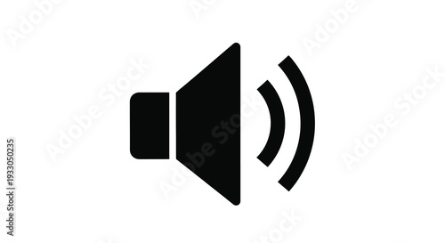 A stark black speaker icon with radiating sound waves represents volume control a common visual cue for audio settings silhouette