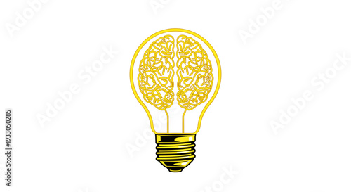 Light Bulb with Brain Illustration Inside.