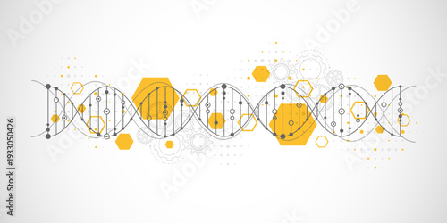 Molecular structure and genetic engineering, atom, neural network, neurons, DNA molecule. Scientific research concept for healthcare, medical, technology, chemistry, science template presentation
