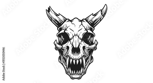 Illustration of a Devil Skull with Horns.