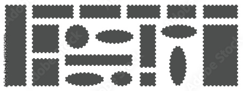 Set of blank rectangle and square Postage stamp frames. Postage stamp vector icons.Blank postage stamps borders vector set. templates, Postage stamp set,Mockup postage stamps
