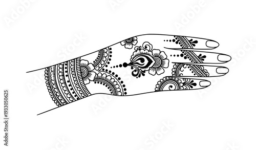 Bridal mehndi ceremony hand vector traditional henna floral ornament design