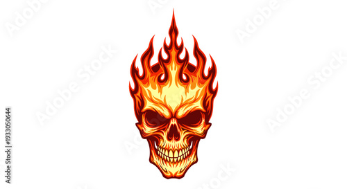 Flaming Skull with Fiery Details.