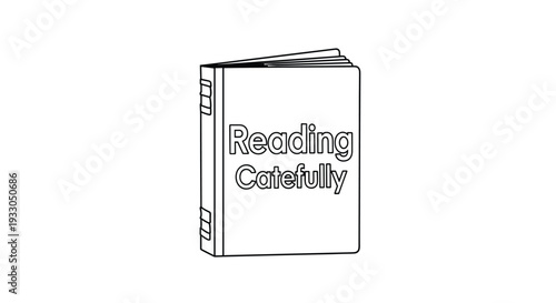 Book Open Reading Carefully Text Illustration