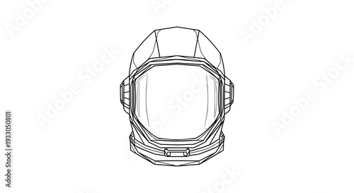 Astronaut Helmet Front View Illustration.