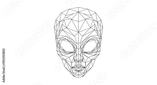 Geometric Wireframe Human Face Illustration.