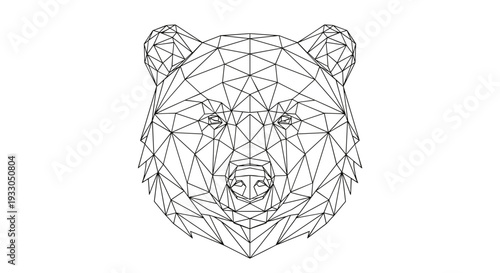 Geometric Low Poly Bear Head Illustration.