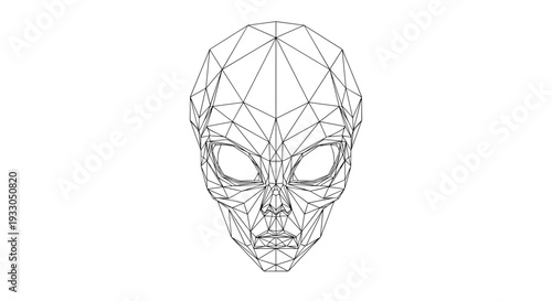 Wireframe Human Face Digital Illustration.