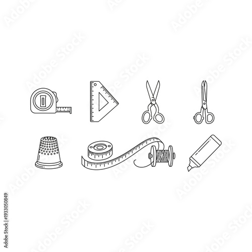 Essential Sewing Notions: Tape Measure, Thimble, Scissors, Pins & Glue