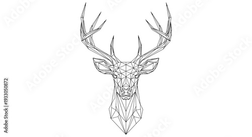 Geometric Deer Head with Antlers Illustration 1.