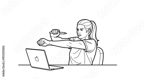 Designer working on laptop digital art creation