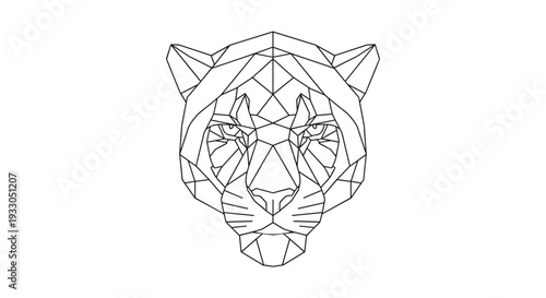 Geometric Tiger Head Line Art Illustration.
