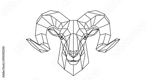 Low Poly Geometric Ram Head Illustration.