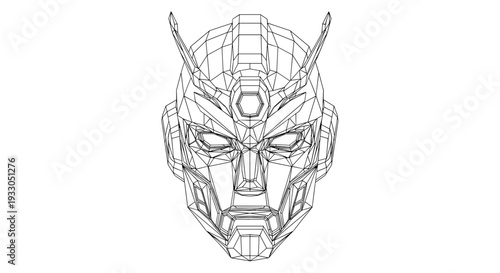 Detailed Drawing of Robot Head with Horns.