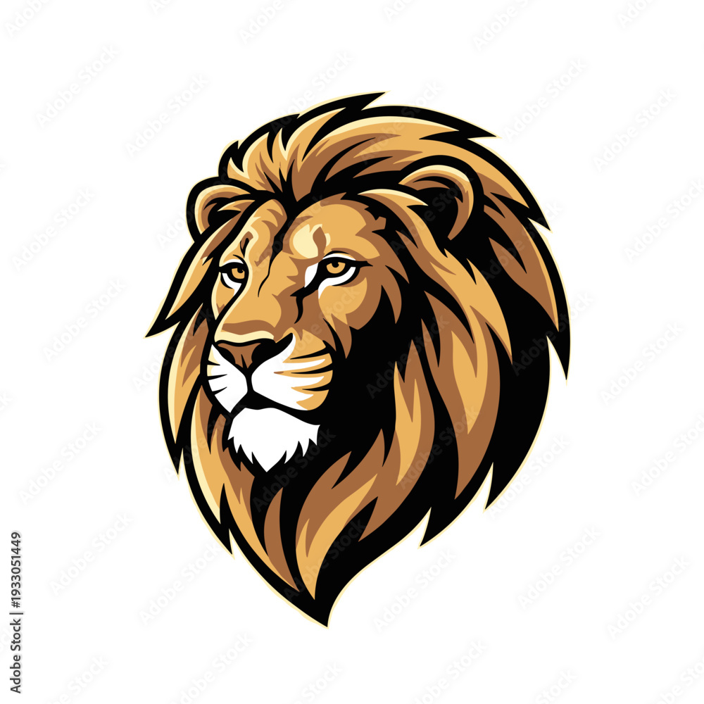 Obraz premium Lion Head Illustration with Majestic Mane.