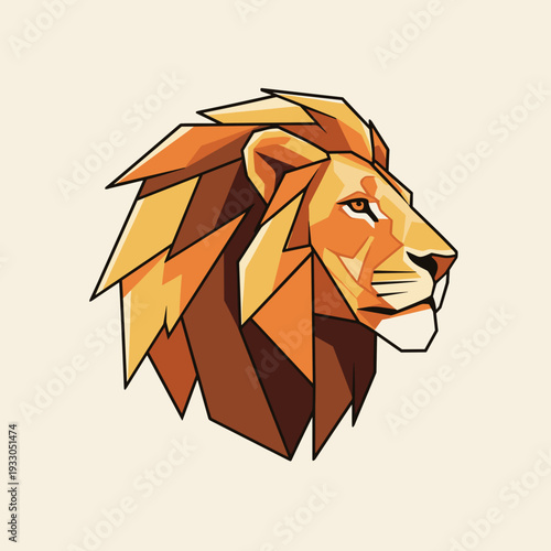 Geometric Lion Head Illustration Design.