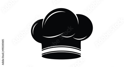 A striking black graphic depicts a classic chef s toque representing culinary arts and kitchen professions silhouette high quality