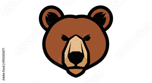 Angry Brown Bear Face Illustration.