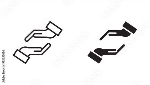 Vector hand icon set, perfect for conveying concepts of prayer, giving, receiving, help, and support. Editable white background.