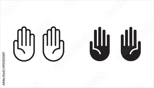 Vector hand icon set, perfect for conveying concepts of prayer, giving, receiving, help, and support. Editable white background.