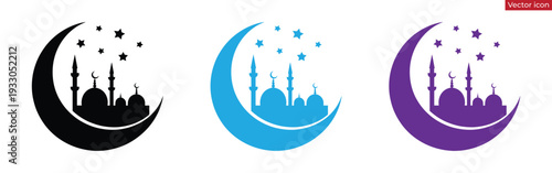Islamic mosque moon crescent symbol design Vector