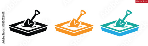 Sandbox with shovel icon isolated on white background
