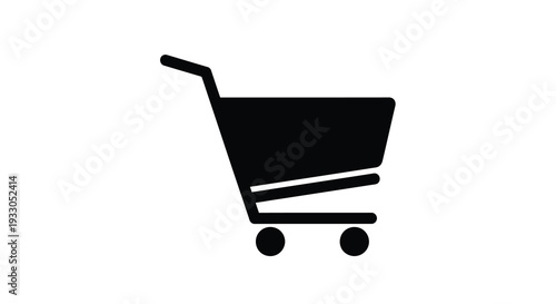 A minimalist depiction of a shopping cart against a white background emphasizing simplicity and consumerism silhouette high quality professional