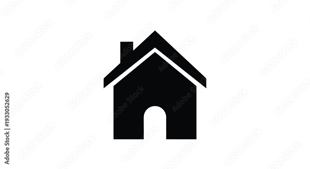 Obraz premium A simple black graphic representation of a house with a gabled roof and doorway a striking silhouette high quality