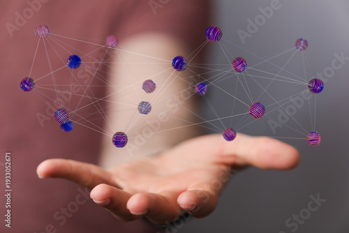 Hand holding a digital netw...