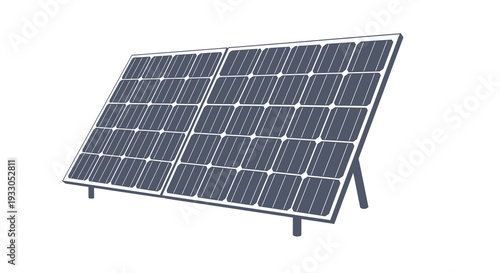 A depiction of two dark blue solar panels angled towards the light a modern energy solution silhouette high quality