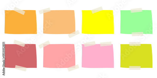 Wallpaper Mural Colorful reminder notes with masking tape Sticky paper sheets with tape decoration set Pastel sticky memo papers isolated on background Torontodigital.ca