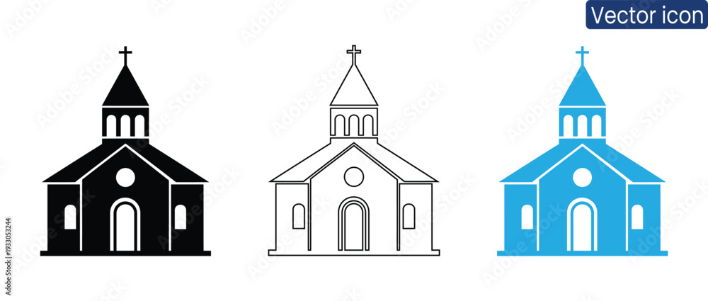 Fototapeta premium Versatile church building icons for various design needs