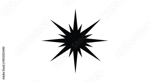A striking minimalist starburst design in black against a white background presents a bold and modern silhouette high quality