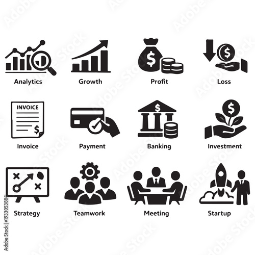 Financial Growth, Investment & Management Icons