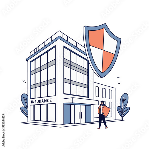  illustrates the concept of insurance, representing a company that provides financial protection against losses for individuals or businesses. 