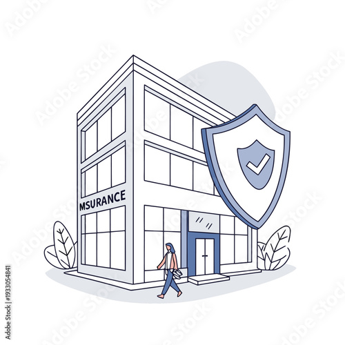  illustrates the concept of insurance, representing a company that provides financial protection against losses for individuals or businesses. 