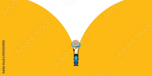 Simple flat lawn mower line presentation background. Copy space and negative space
