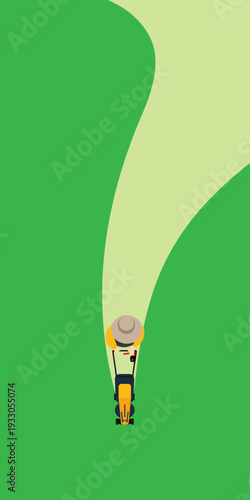 Simple flat lawn mower line presentation background. Copy space and negative space