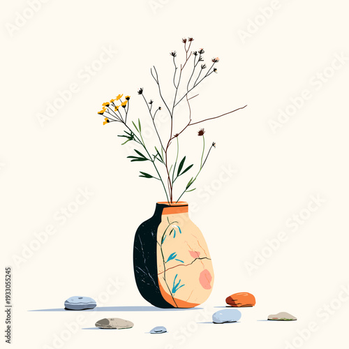 Asymmetrical Wabi-Sabi Ceramic Vase Display