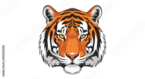 Tiger Head Illustration with Vibrant Stripes.