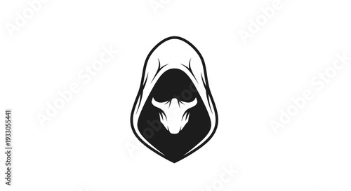 Hooded Figure with Animal Mask Illustration.