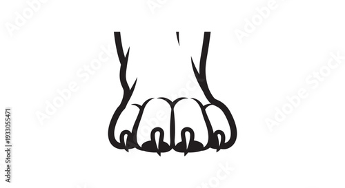 Dog Paw Print Black Silhouette Illustration.