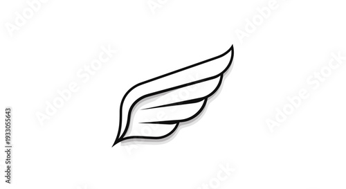 Simple Black and White Wing Illustration.