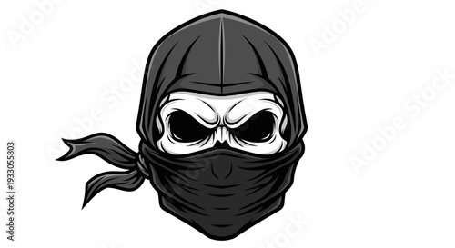 Black and White Masked Hooded Face.